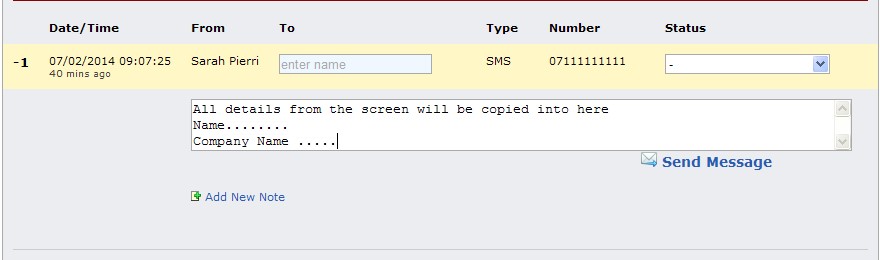 SMS Text Box